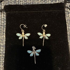 Elegant Marahlago Dragonfly Earrings and Pendant Set